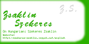 zsaklin szekeres business card